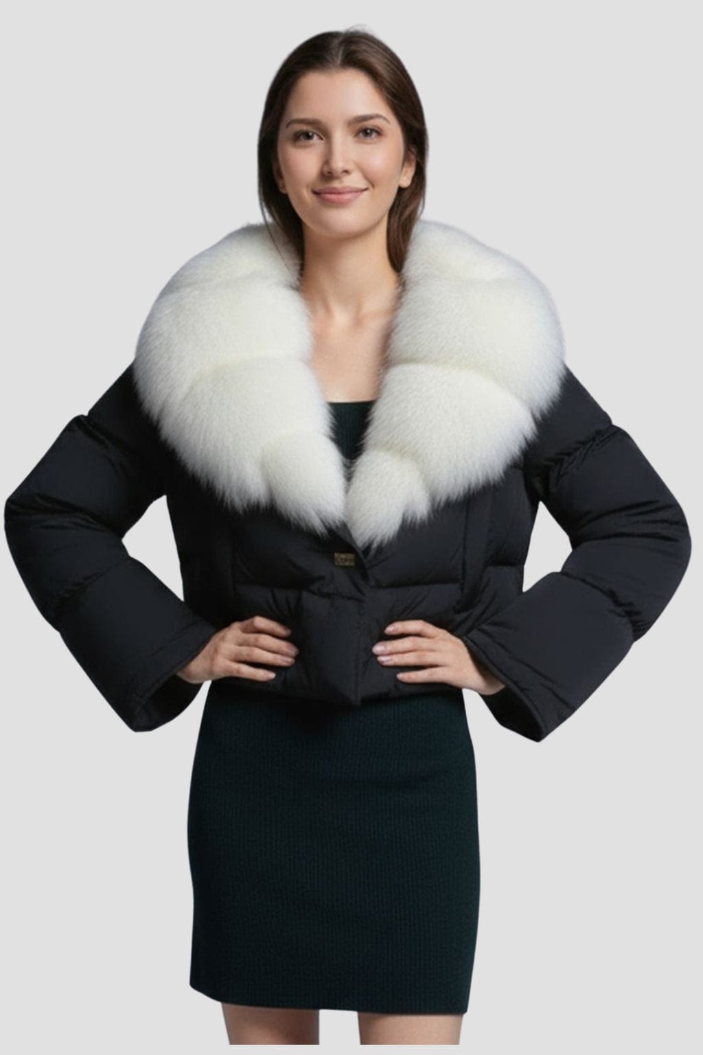 Blouson en duvet de canard à fourrure blanche Héritage fourrure