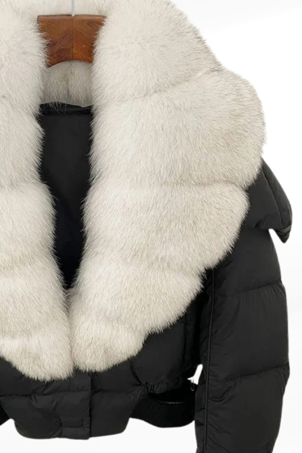 Blouson en fourrure court à col blanc Héritage fourrure
