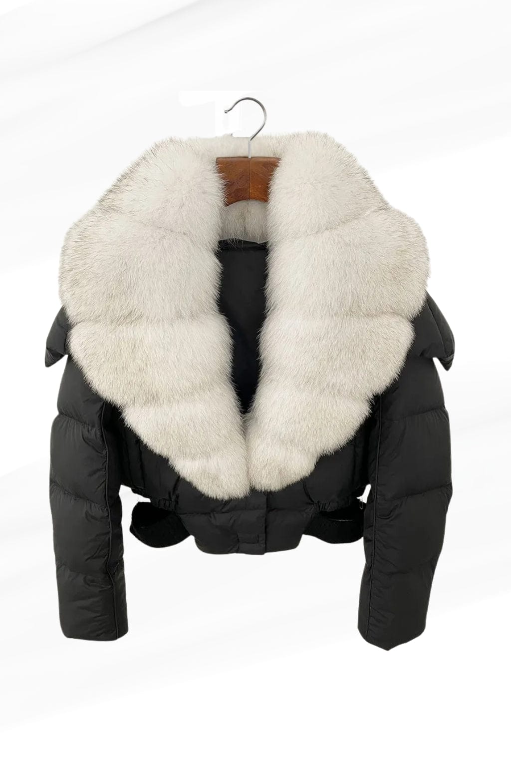 Blouson en fourrure court à col blanc Héritage fourrure