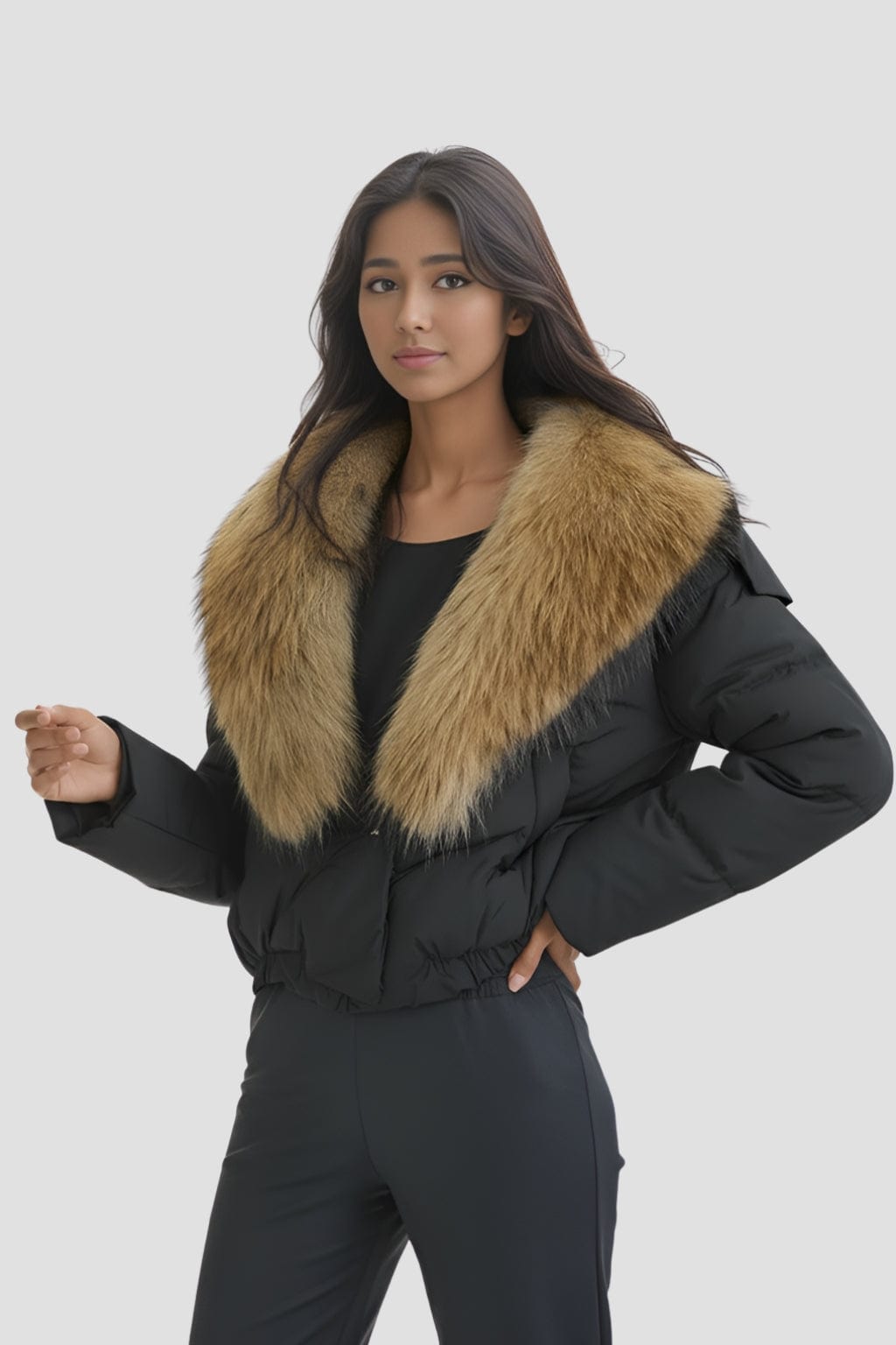 Blouson en fourrure femme col marron Héritage fourrure