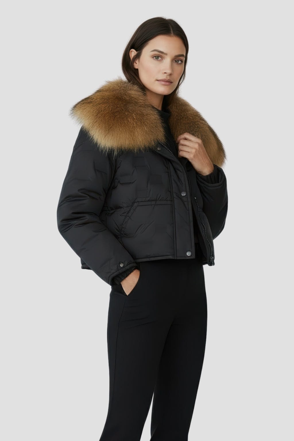 Blouson en fourrure femme court noir Héritage fourrure