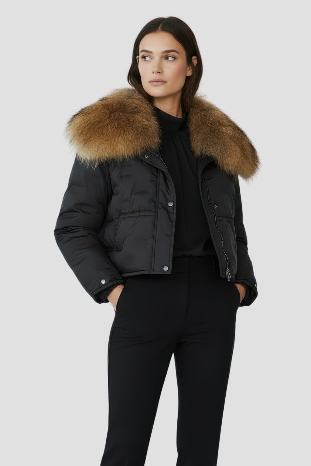 Blouson en fourrure femme court noir Héritage fourrure