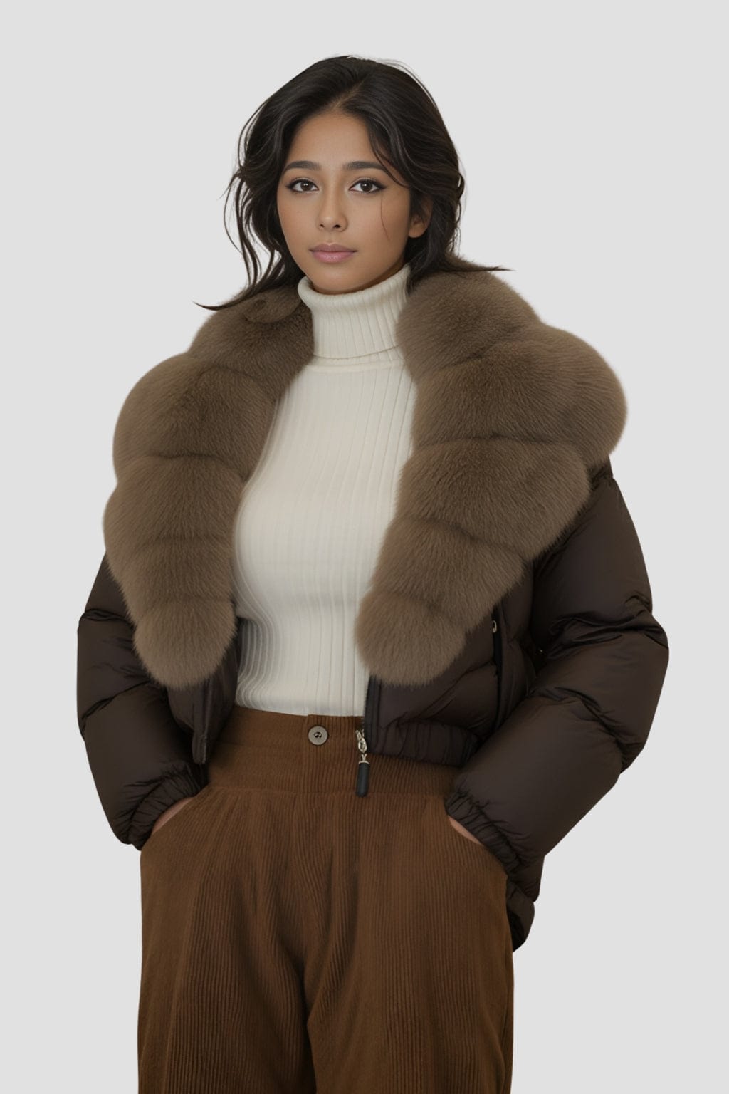 Blouson fourrure femme caramel Héritage fourrure