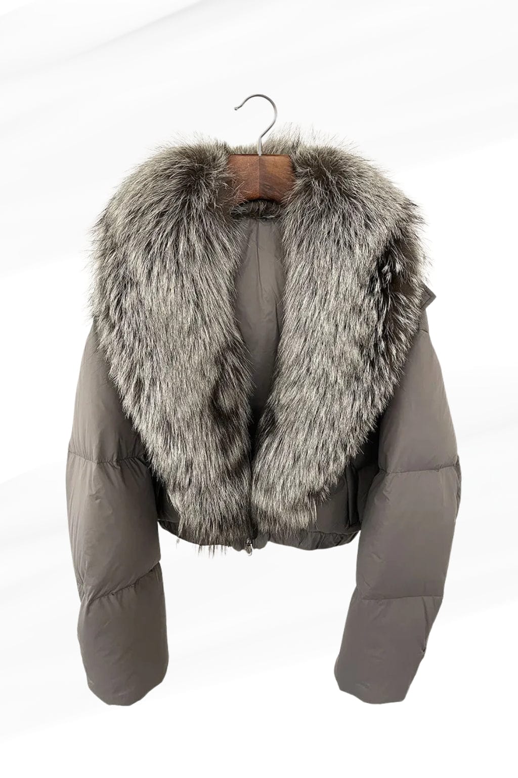 Blouson fourrure femme col argenté Héritage fourrure