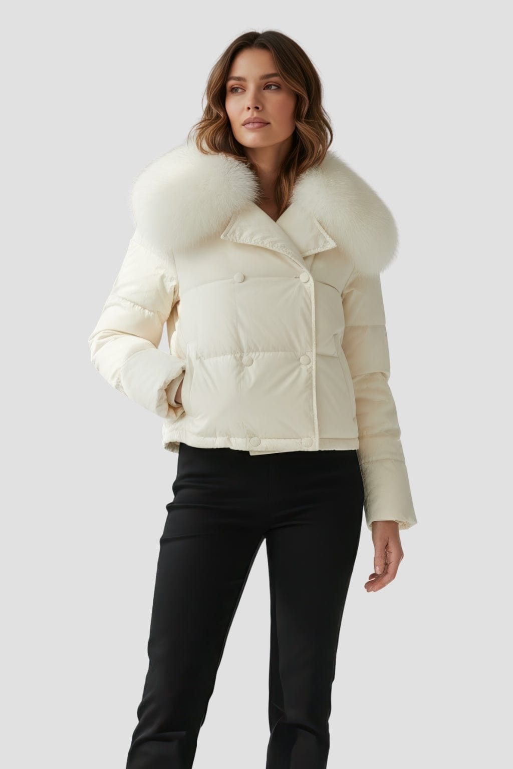 Blouson fourrure femme court blanc Héritage fourrure
