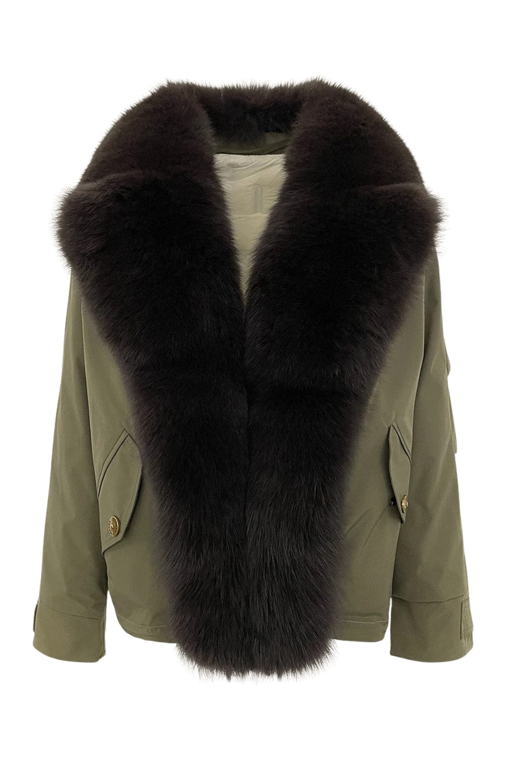 Blouson fourrure femme kaki Héritage fourrure