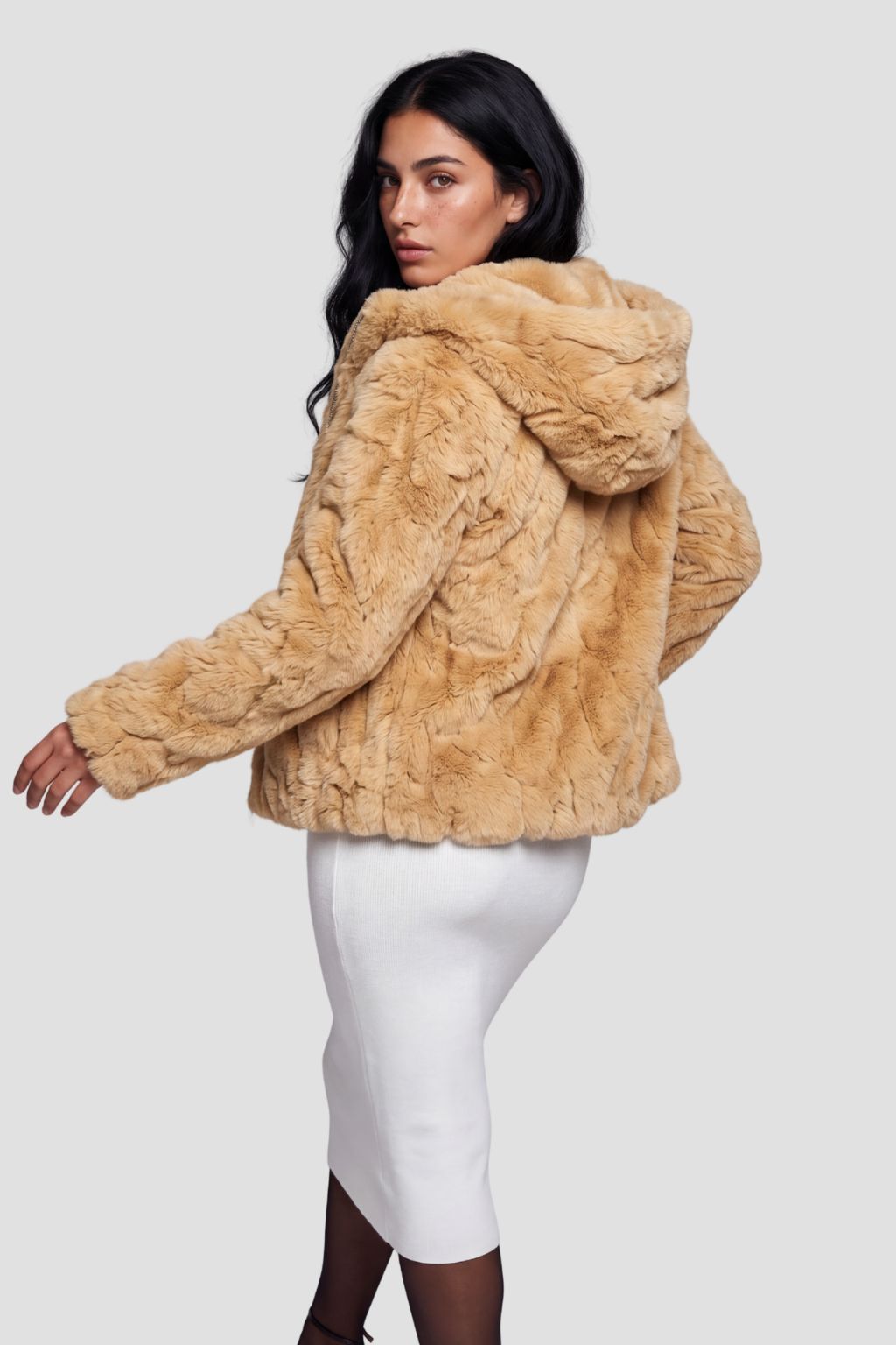 Blouson fourrure femme mi long Héritage fourrure