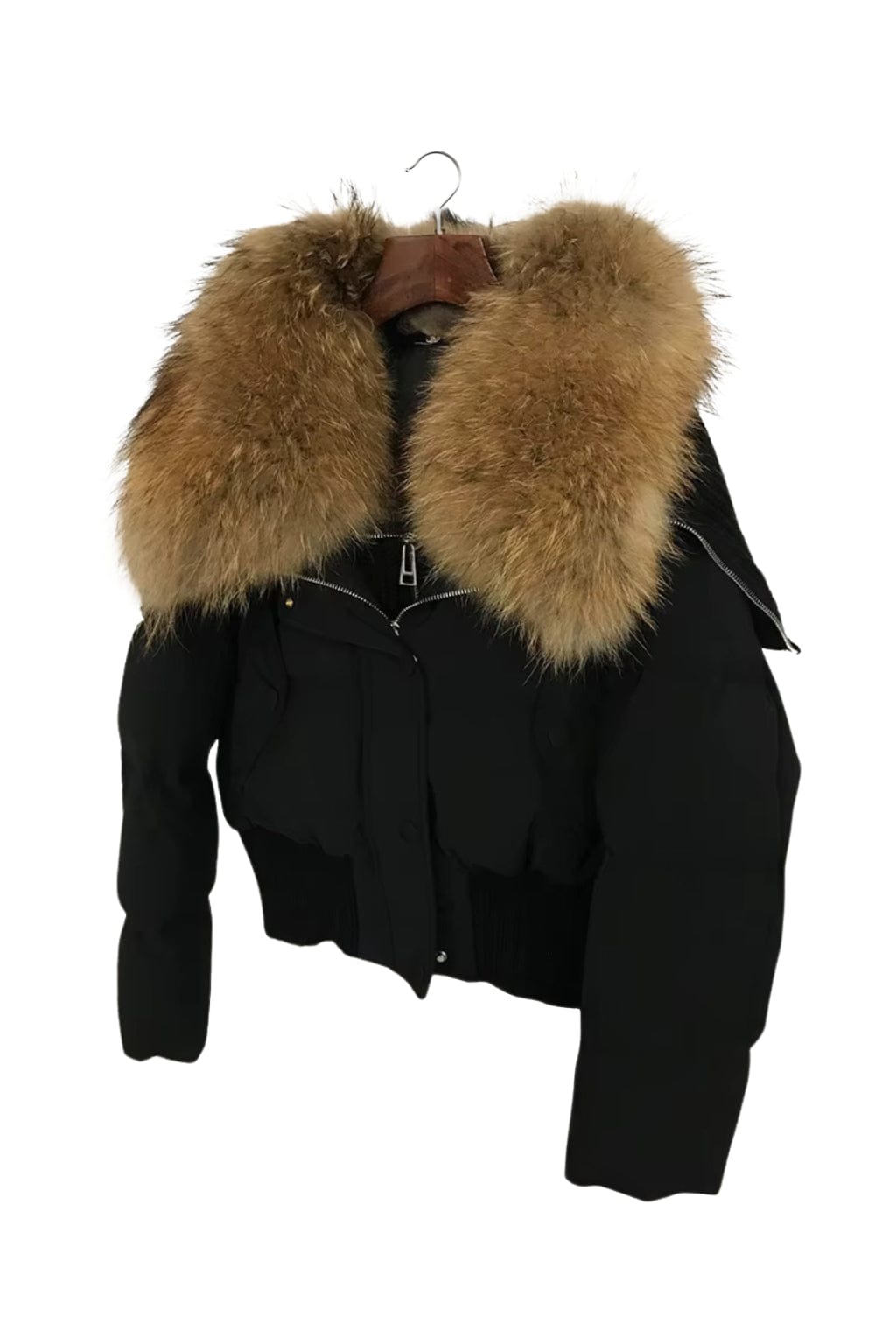 Blouson fourrure femme mi long noir Héritage fourrure