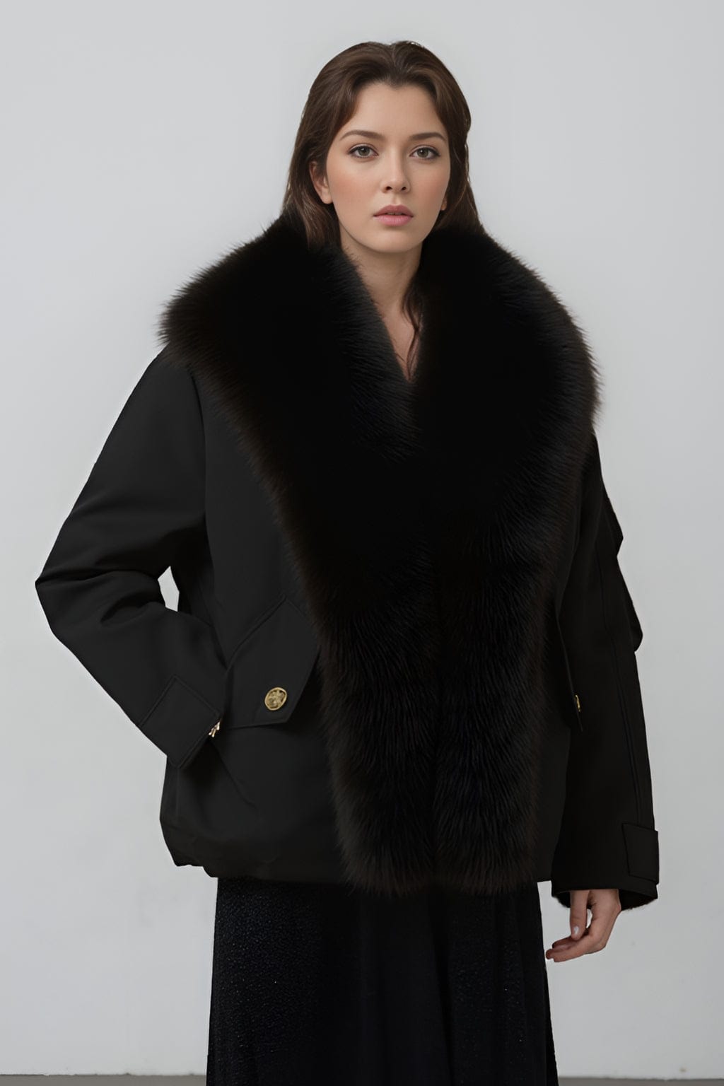 Blouson fourrure femme noir Héritage fourrure