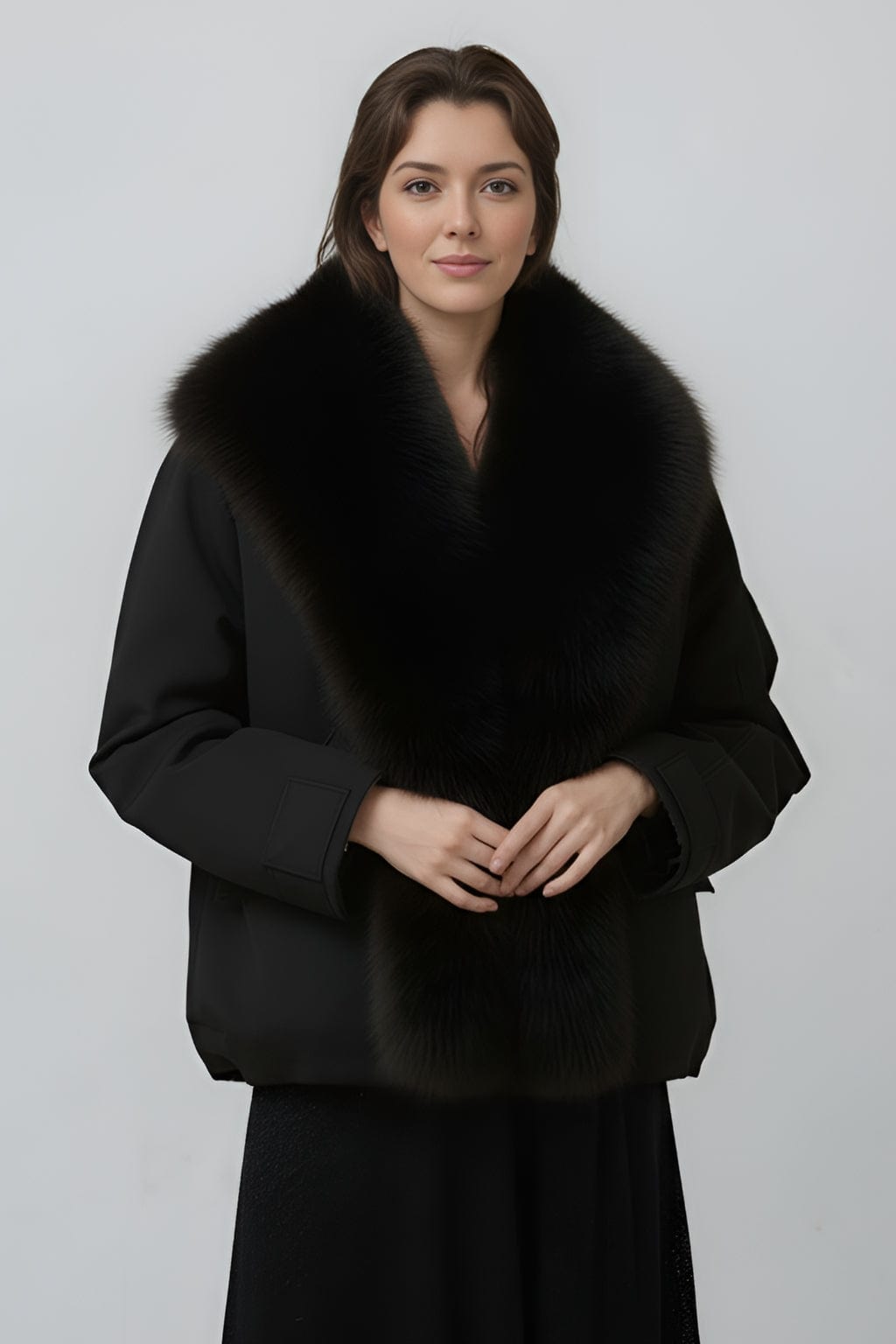 Blouson fourrure femme noir Héritage fourrure