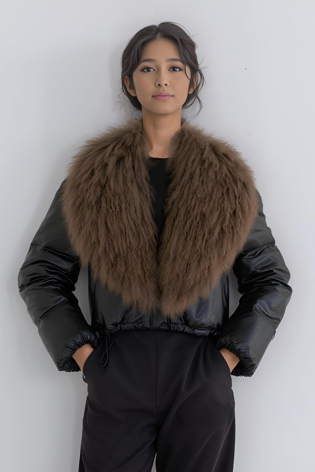 Blouson fourrure mouton brun Héritage fourrure