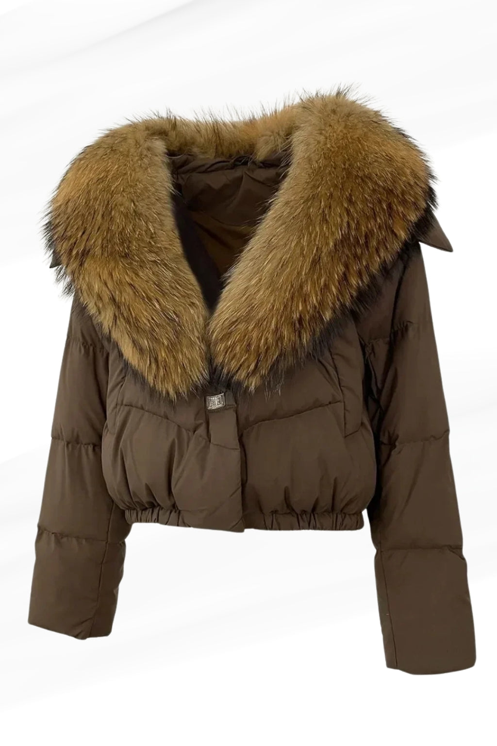 Blouson fourrure femme mi long marron