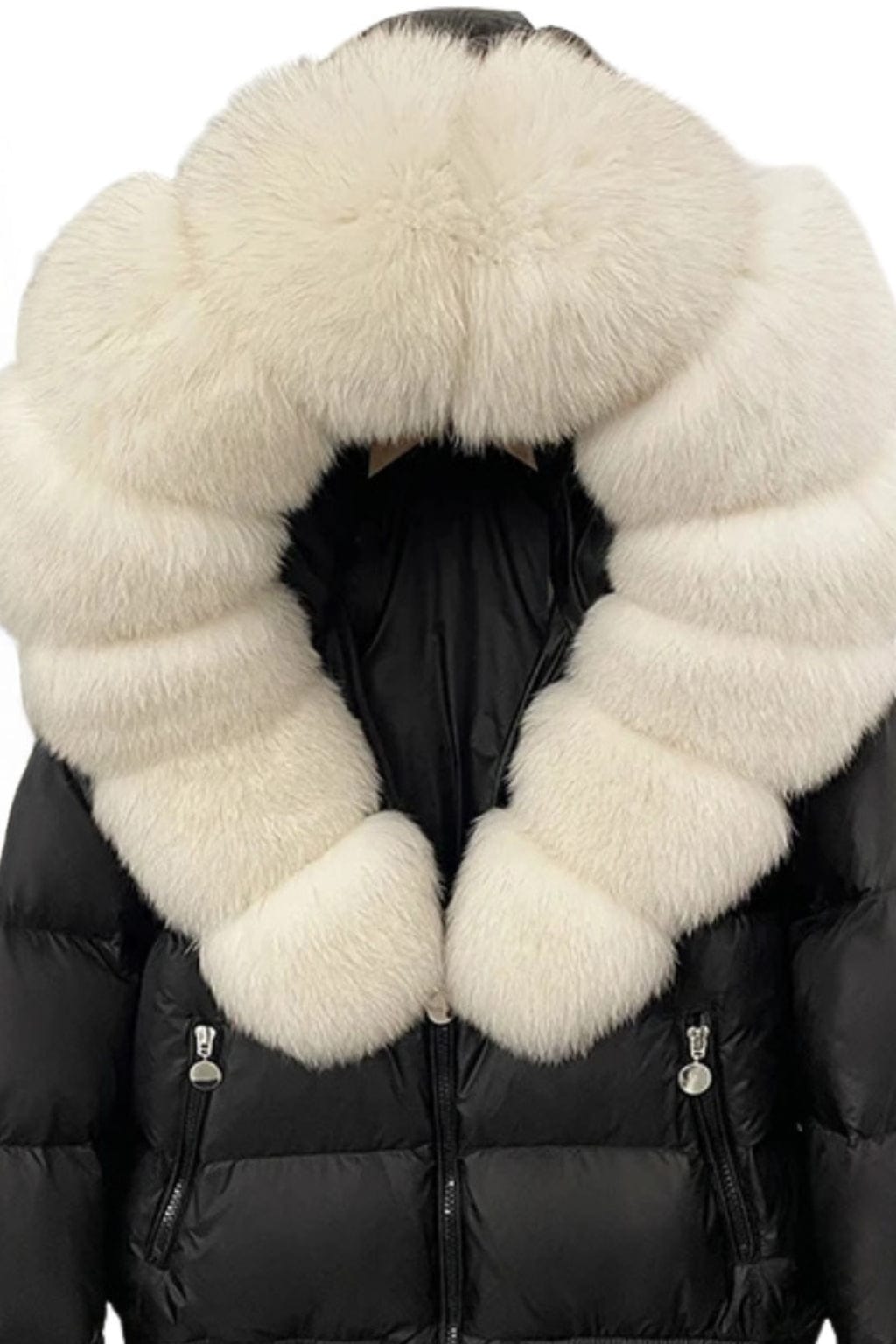 Doudoune à capuche en fourrure femme blanc Héritage fourrure