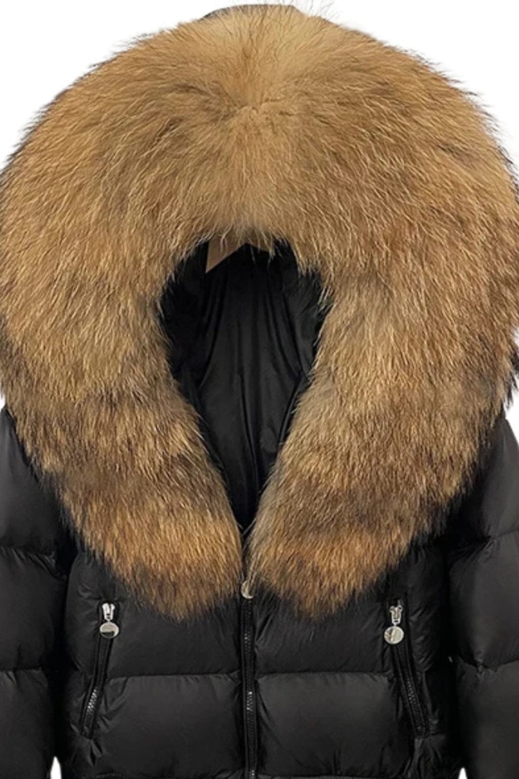 Doudoune à capuche en fourrure femme marron Héritage fourrure