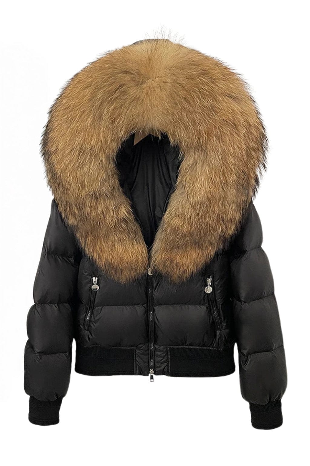 Doudoune à capuche en fourrure femme marron Héritage fourrure