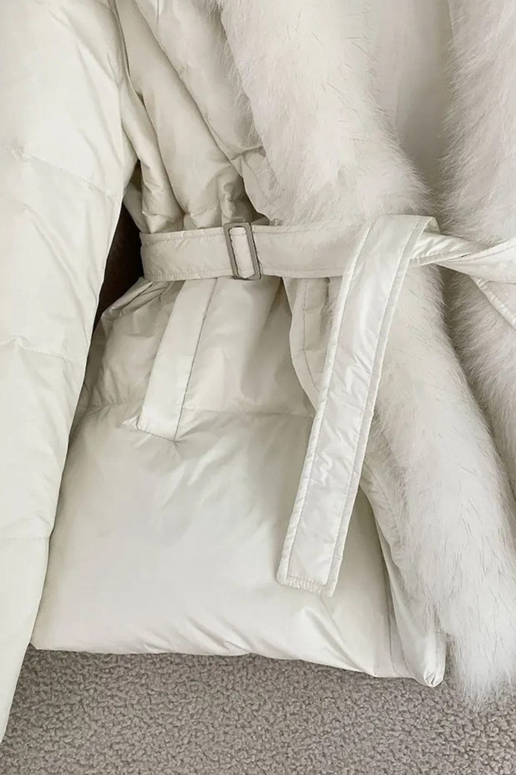 Doudoune à fourrure longue blanche Héritage fourrure