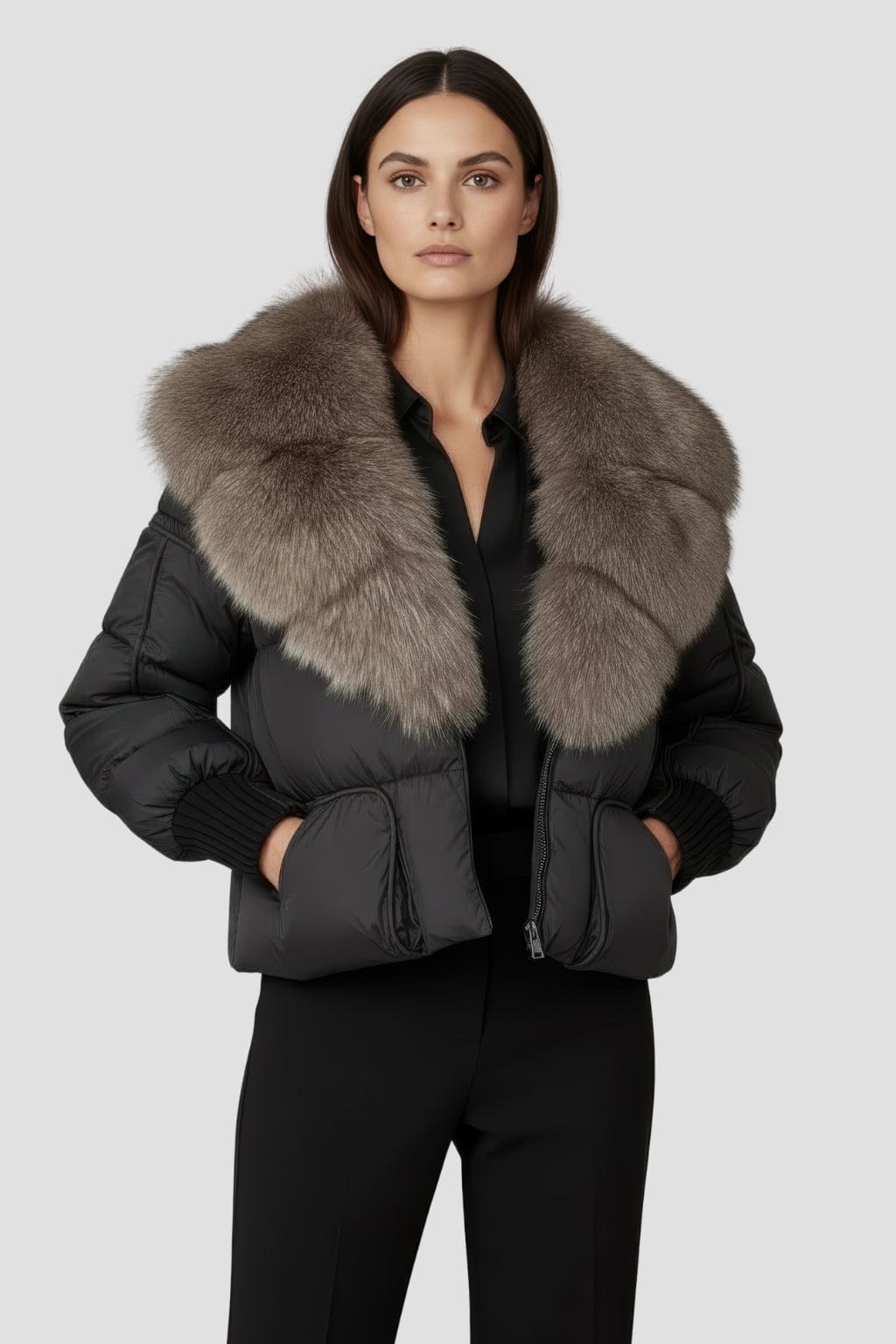 Doudoune col fourrure femme Héritage fourrure