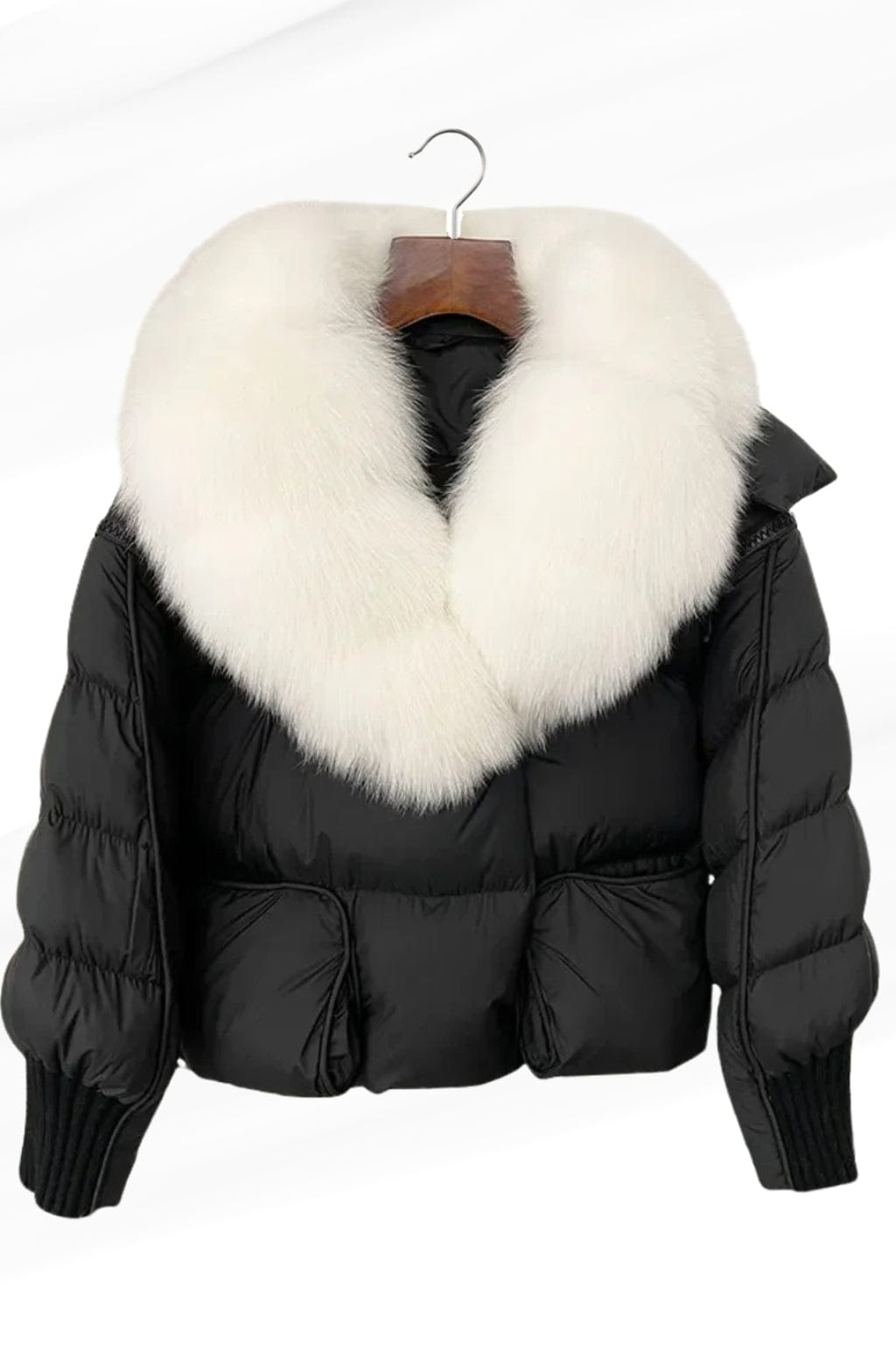 Doudoune col fourrure femme blanc Héritage fourrure