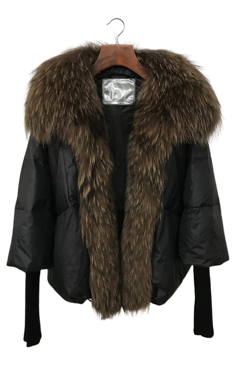 Doudoune col fourrure femme brun Héritage fourrure