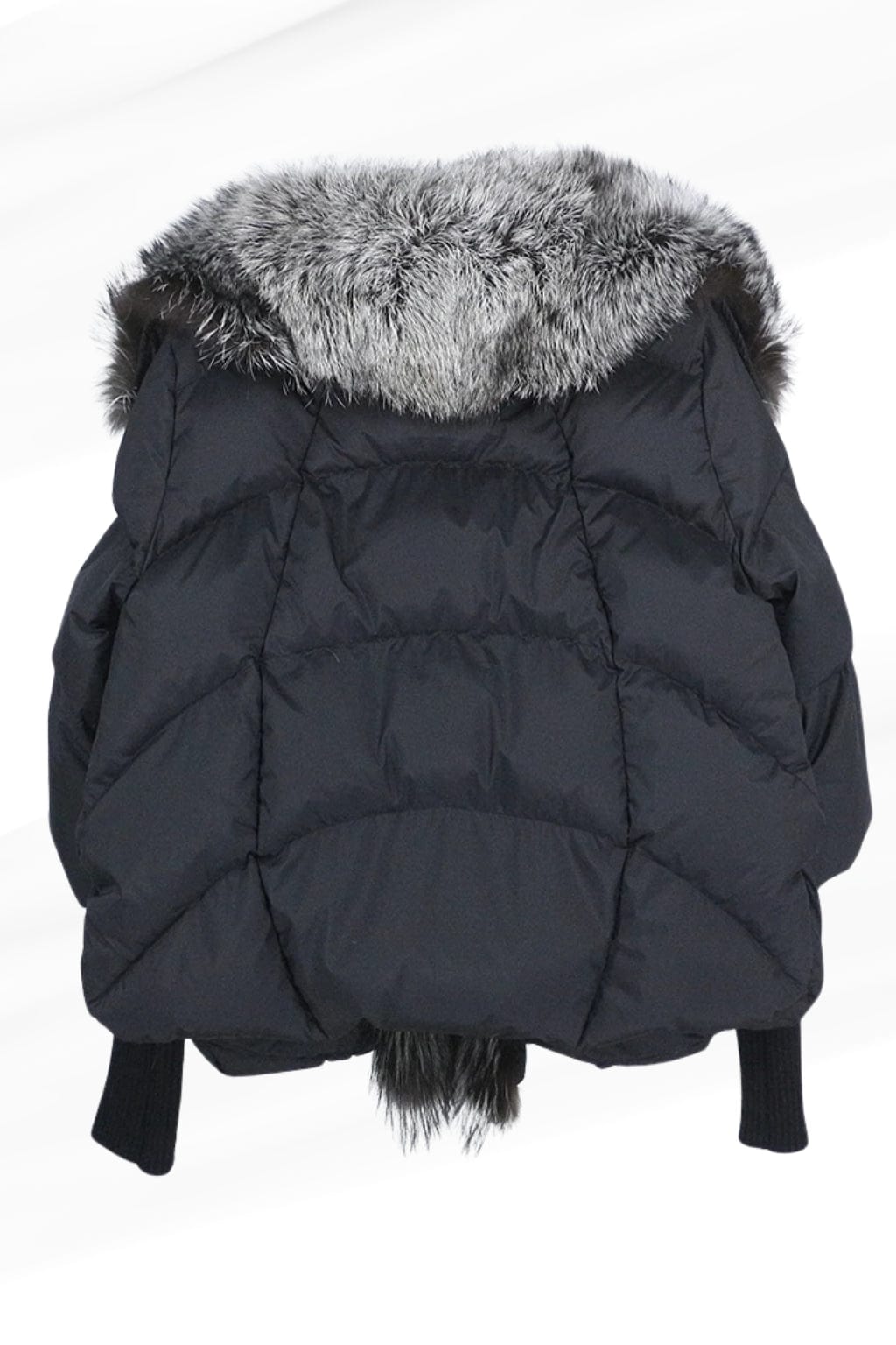 Doudoune col fourrure femme gris Héritage fourrure