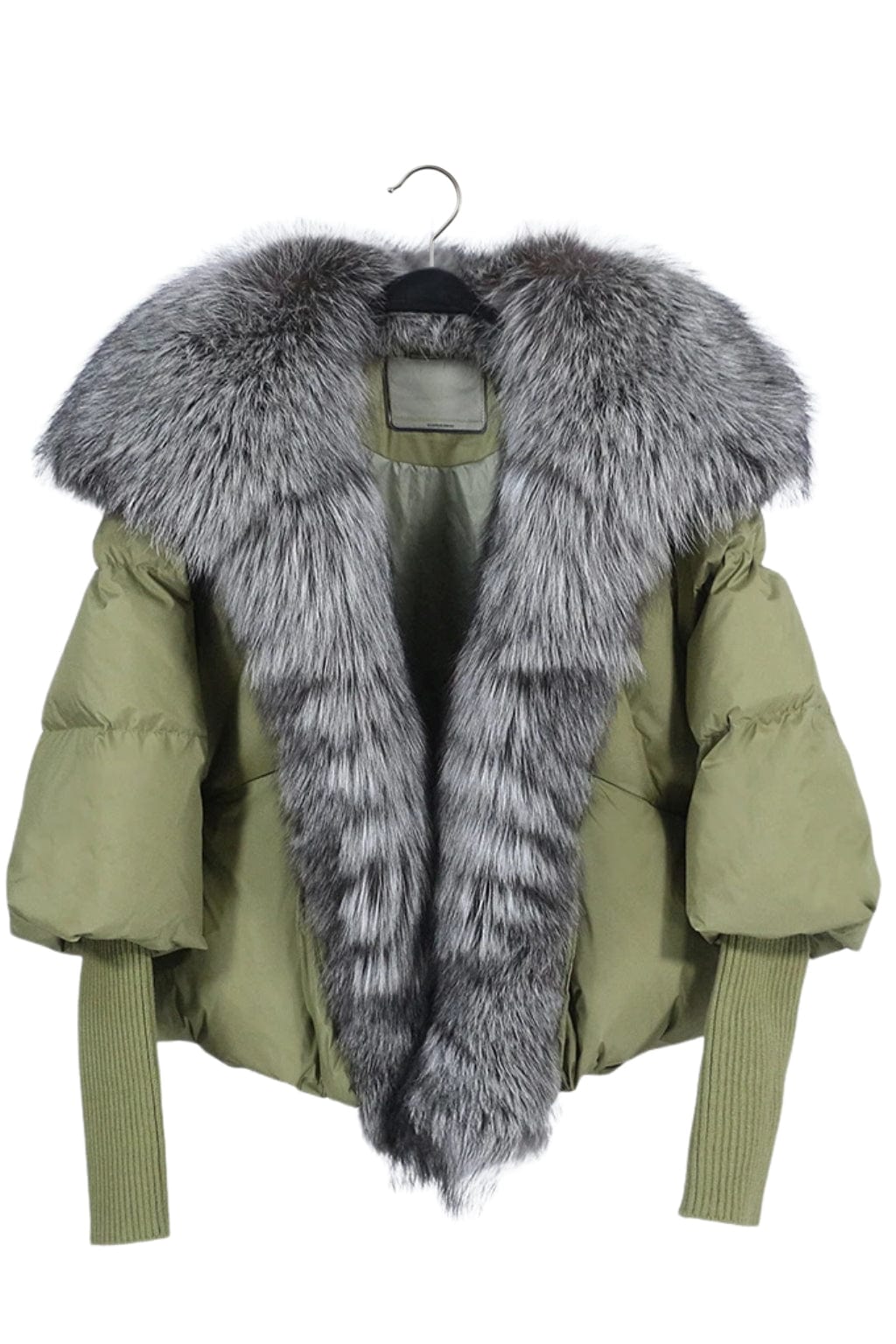 Doudoune col fourrure femme vert Héritage fourrure