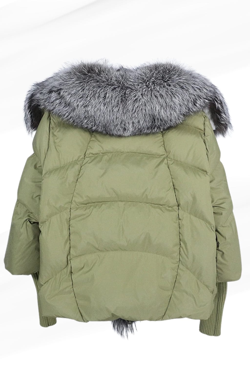 Doudoune col fourrure femme vert Héritage fourrure