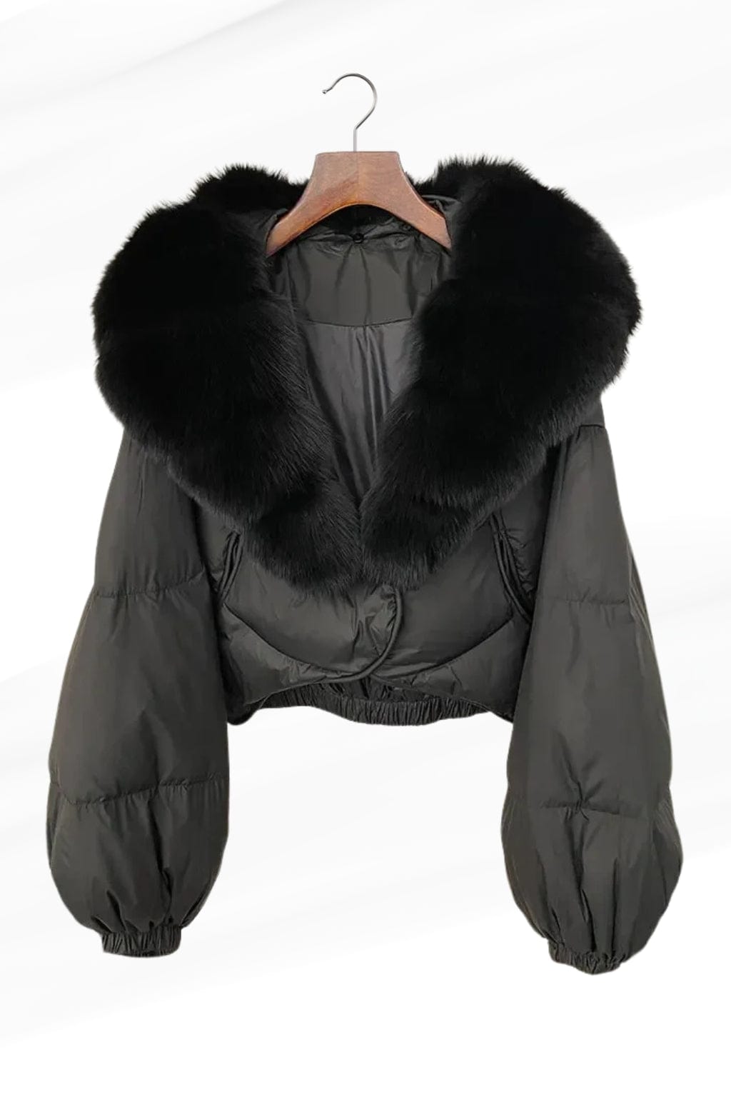 Doudoune courte en fourrure femme gris Héritage fourrure