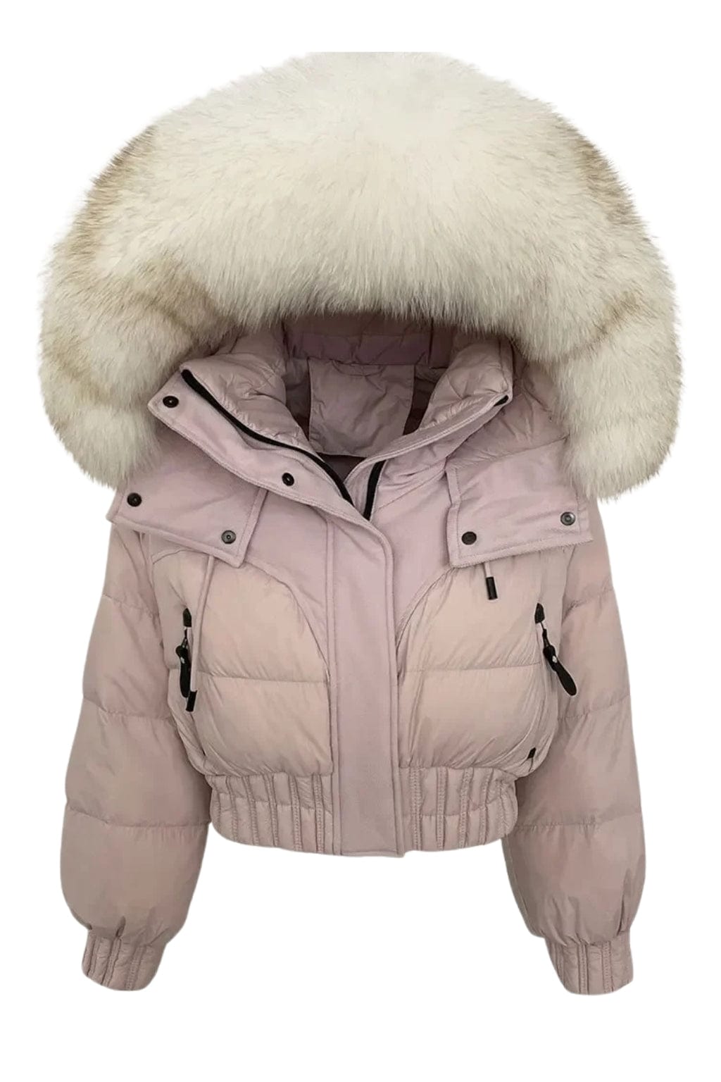 Doudoune courte en fourrure femme rose Héritage fourrure