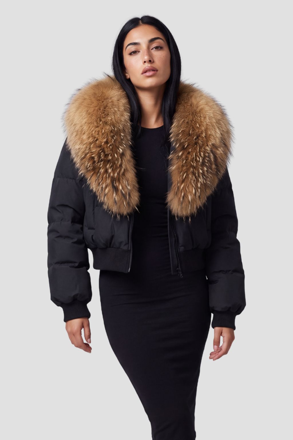 Doudoune femme fourrure doré Héritage fourrure