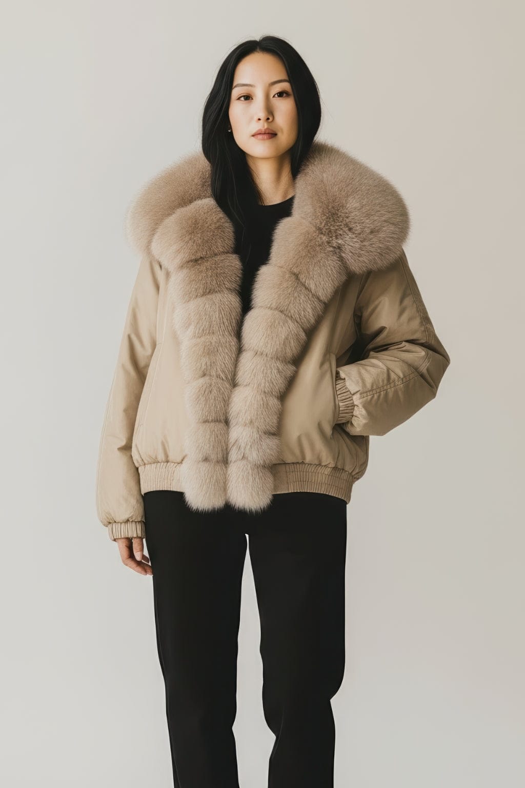 Doudoune femme fourrure noisette Héritage fourrure