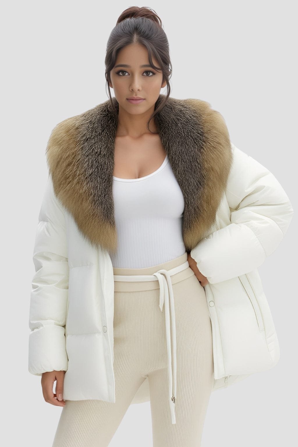 Doudoune fourrure femme blanc Héritage fourrure