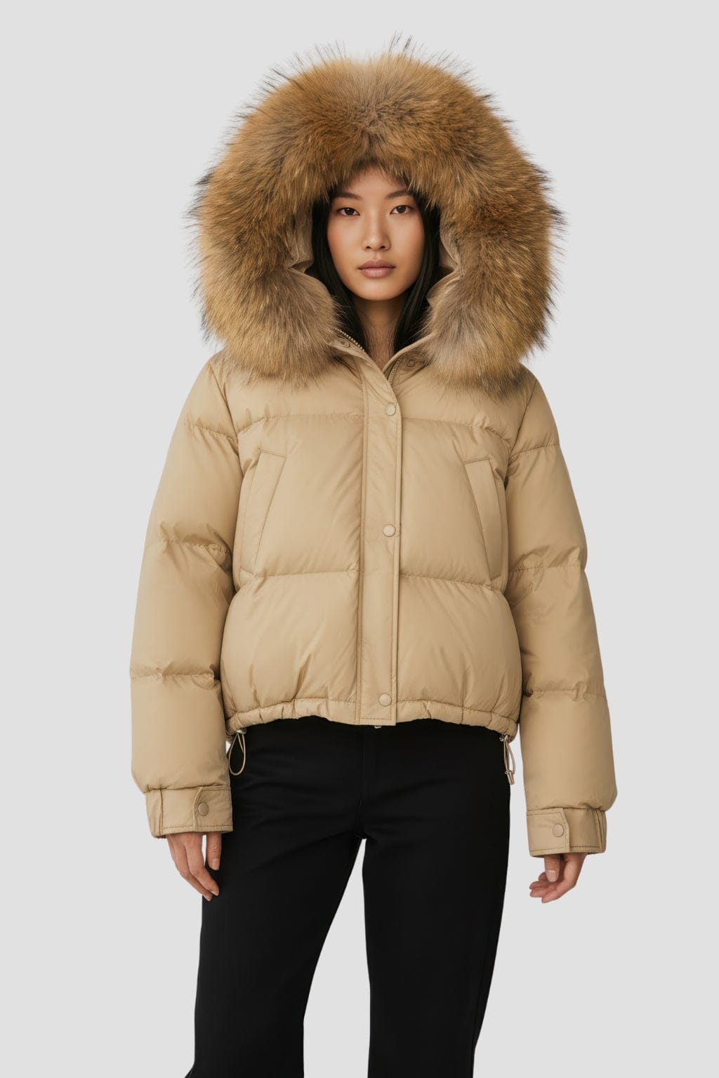 Doudoune fourrure femme crème Héritage fourrure