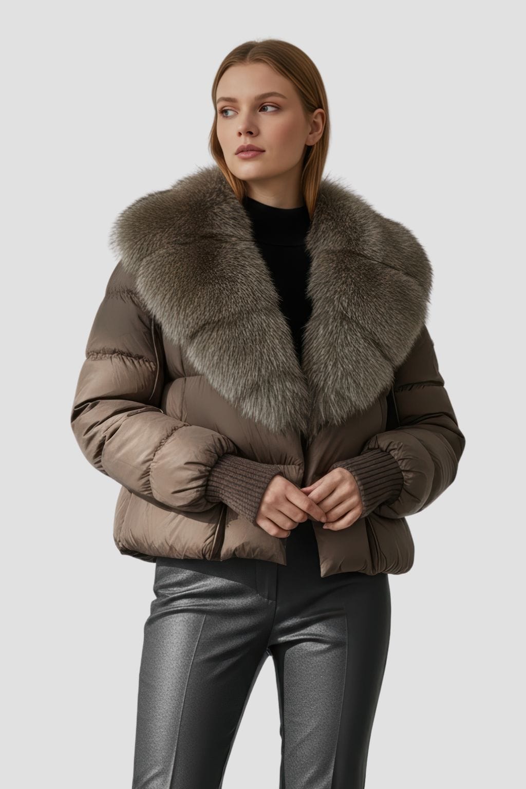 Doudoune fourrure femme marron Héritage fourrure