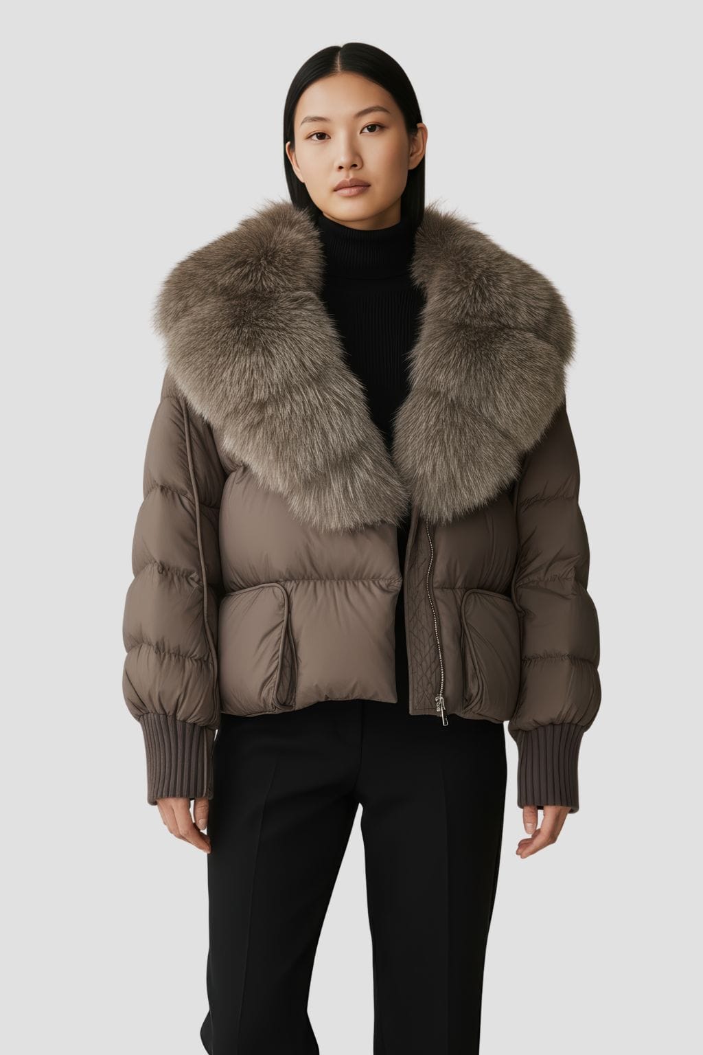 Doudoune fourrure femme marron Héritage fourrure