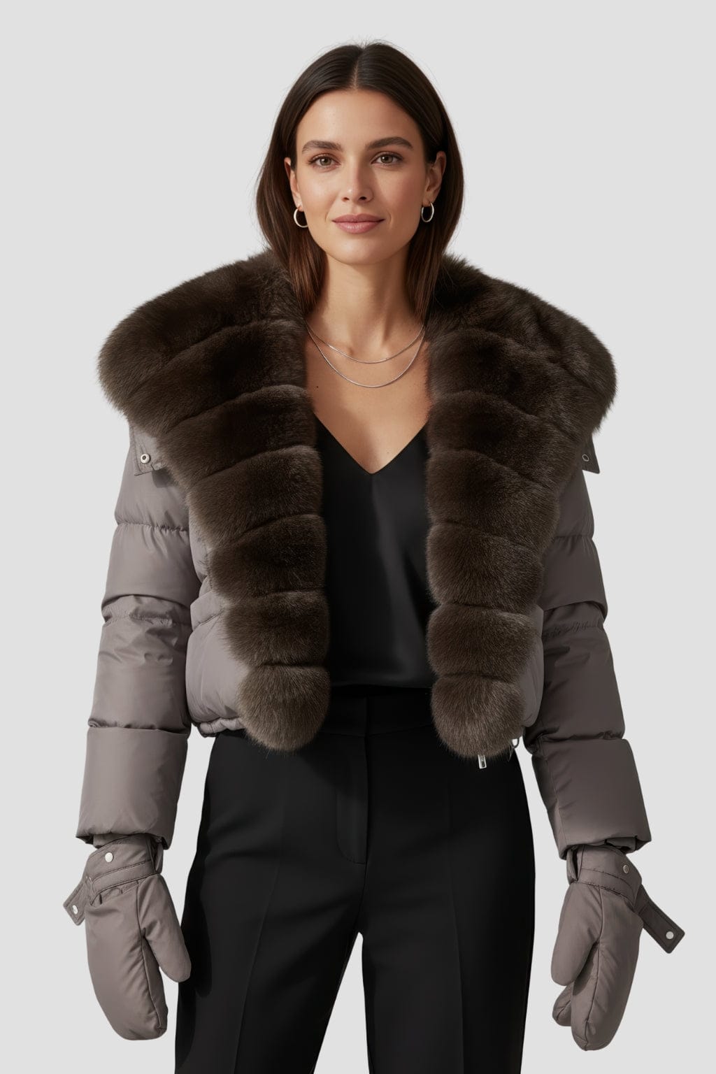 Doudoune fourrure femme pourpre Héritage fourrure