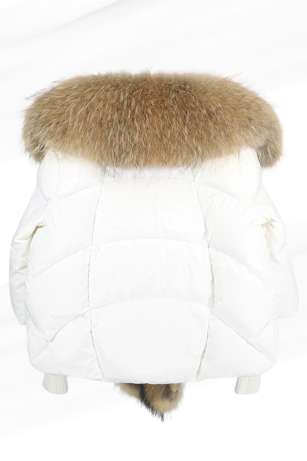 Doudoune mi longue à fourrure femme blanc Héritage fourrure