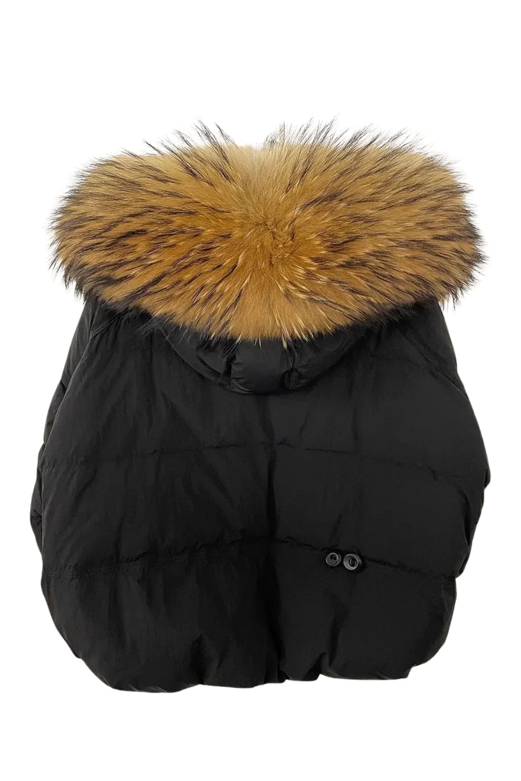 Doudoune mi longue à fourrure femme noir Héritage fourrure
