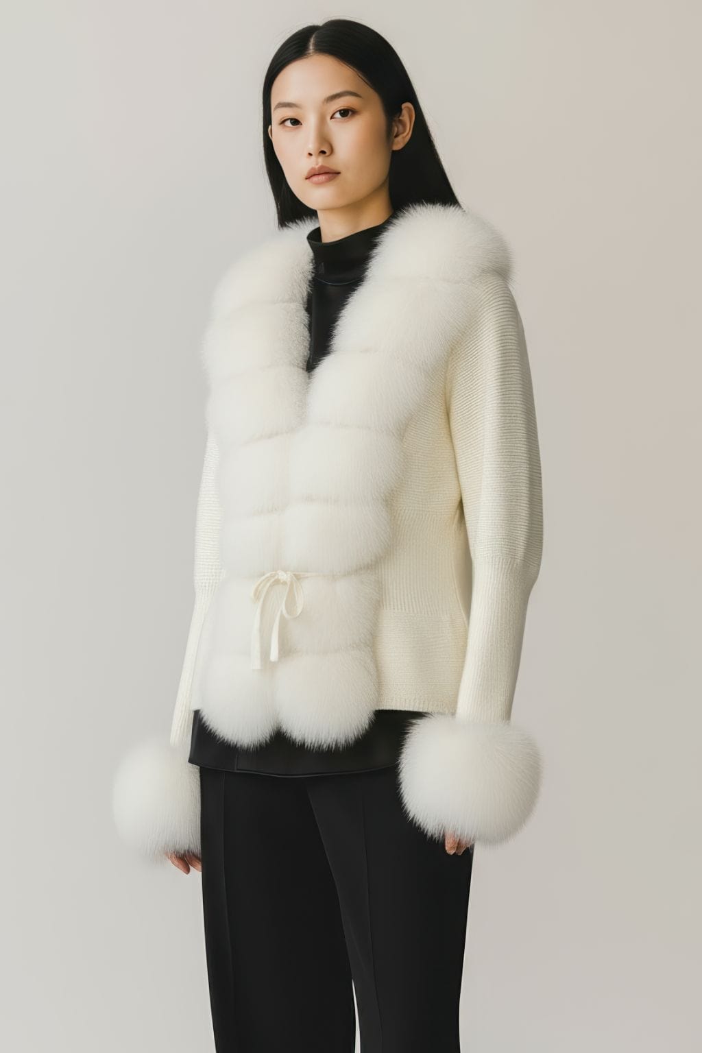 Gilet court en fourrure beige Héritage fourrure