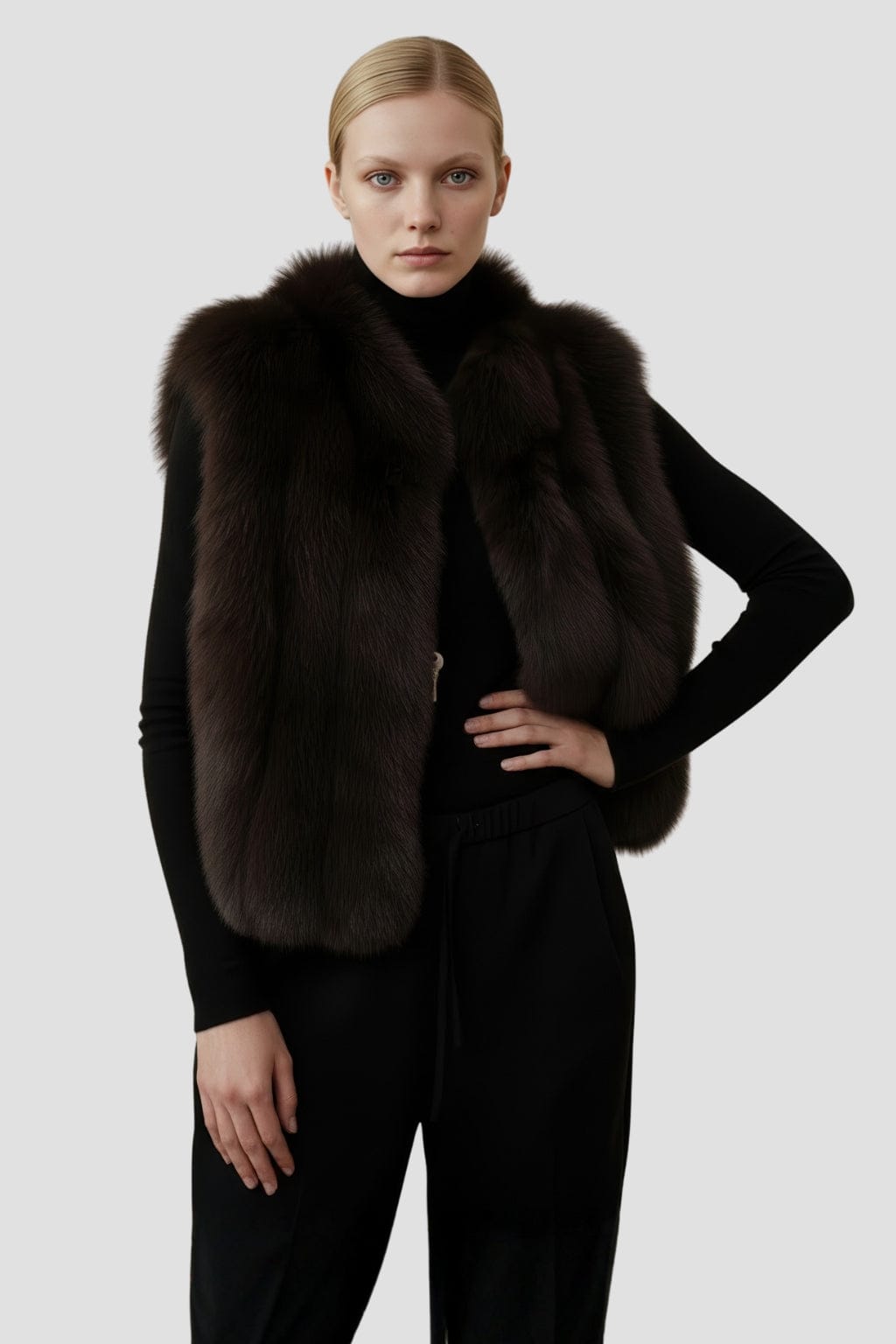 Gilet en fourrure de renard marron Héritage fourrure