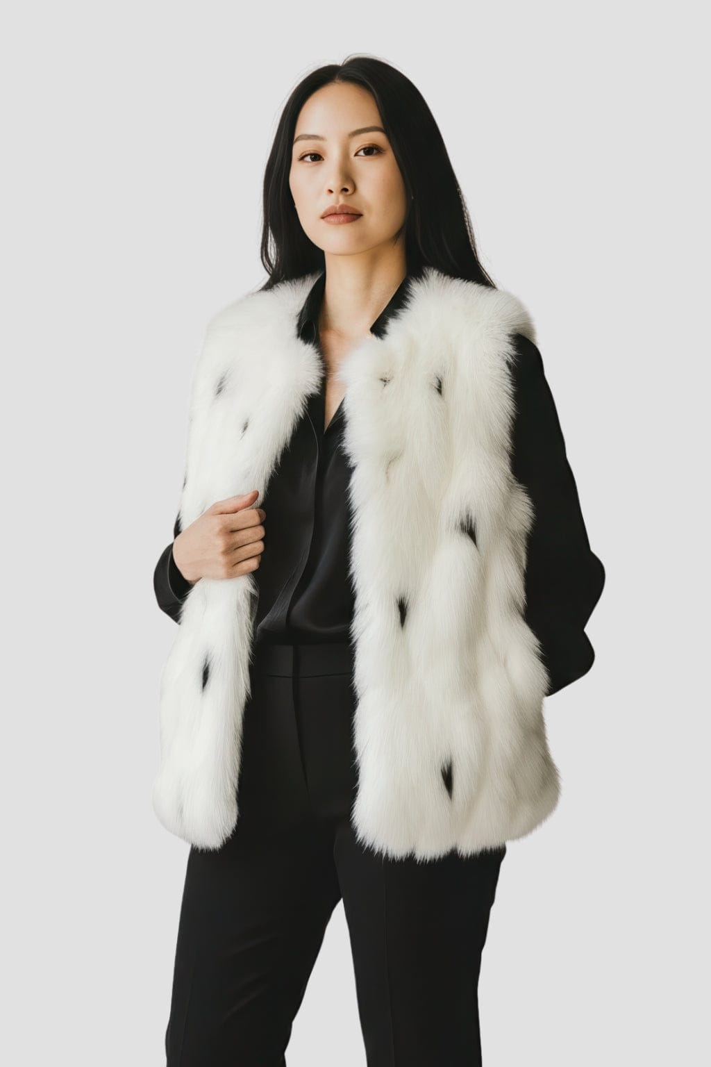 Gilet en fourrure sans manches blanc Héritage fourrure