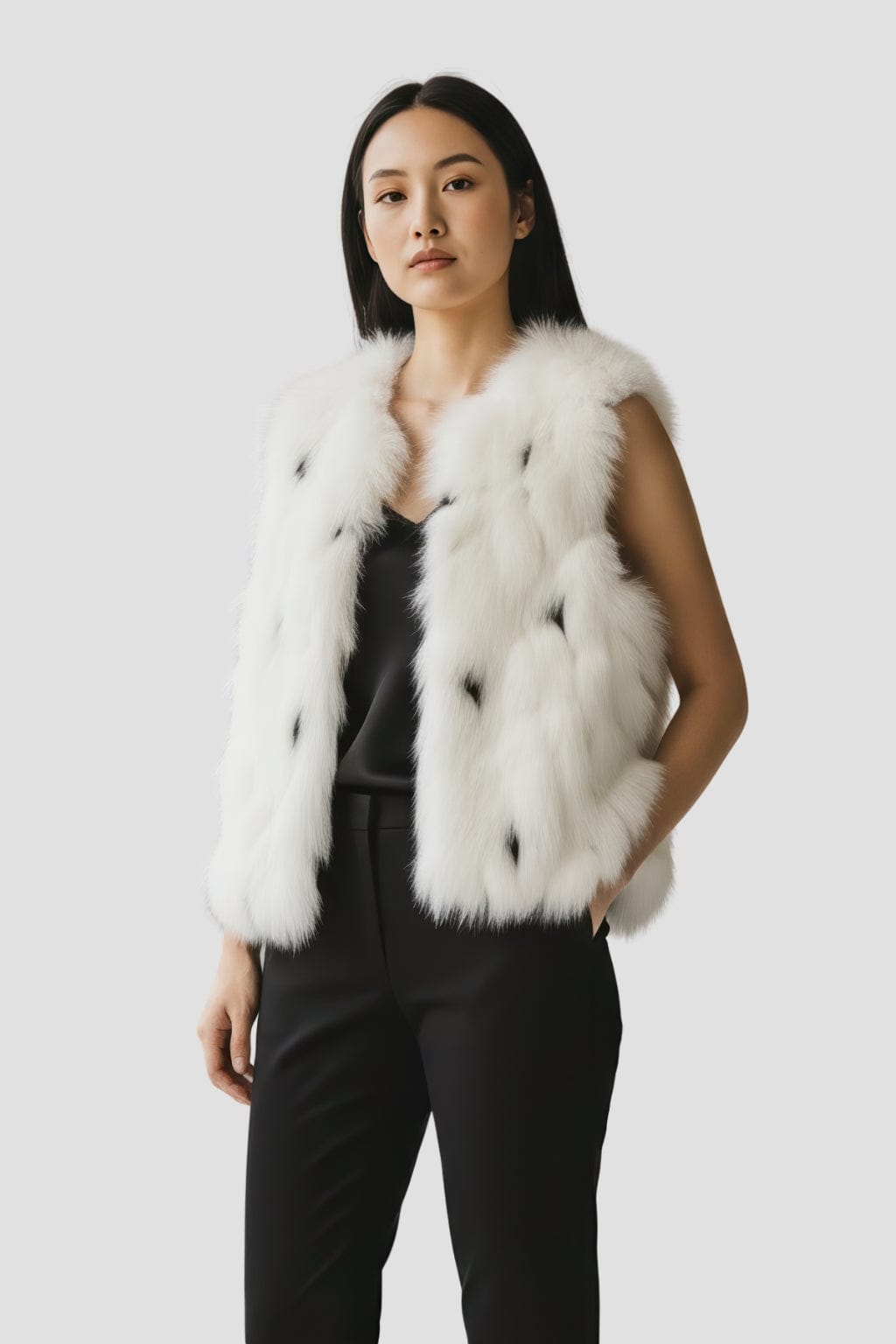 Gilet en fourrure sans manches blanc Héritage fourrure