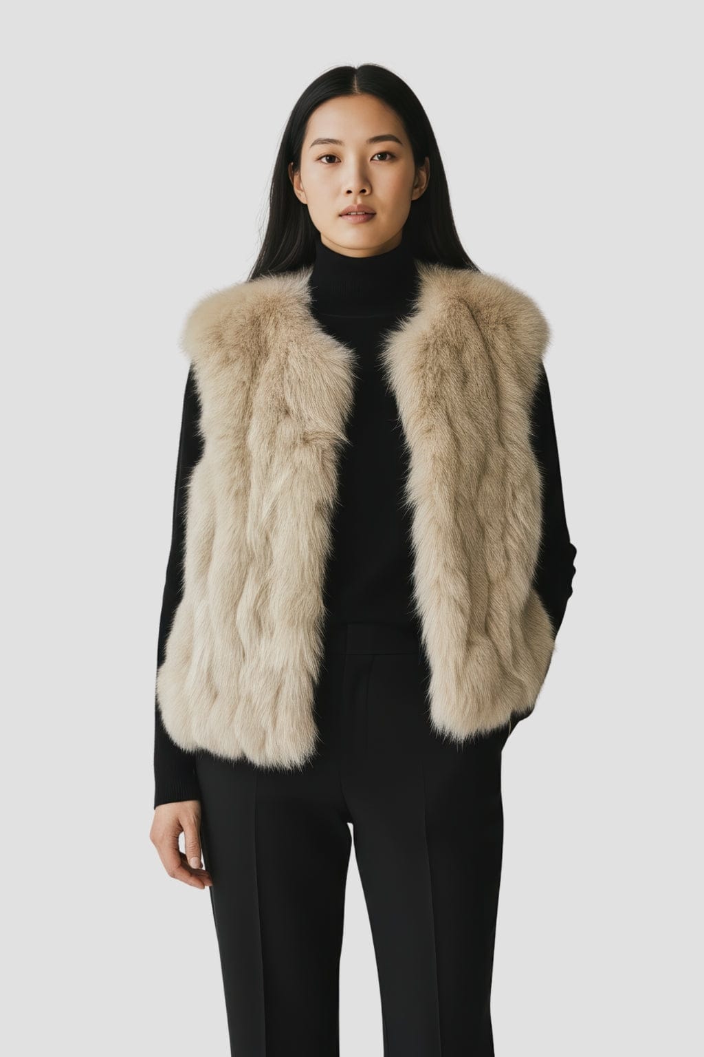 Gilet en fourrure sans manches marron Héritage fourrure