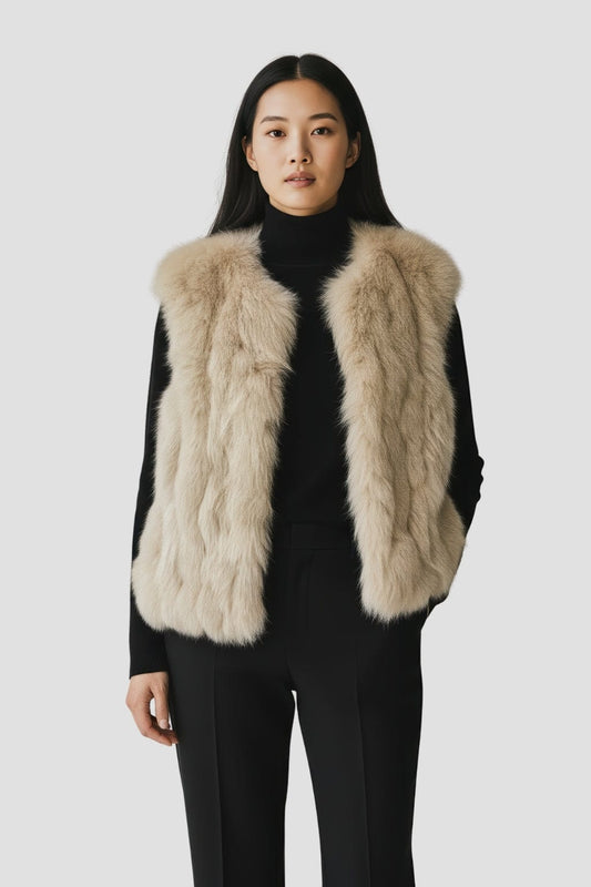 Gilet en fourrure sans manches marron Héritage fourrure