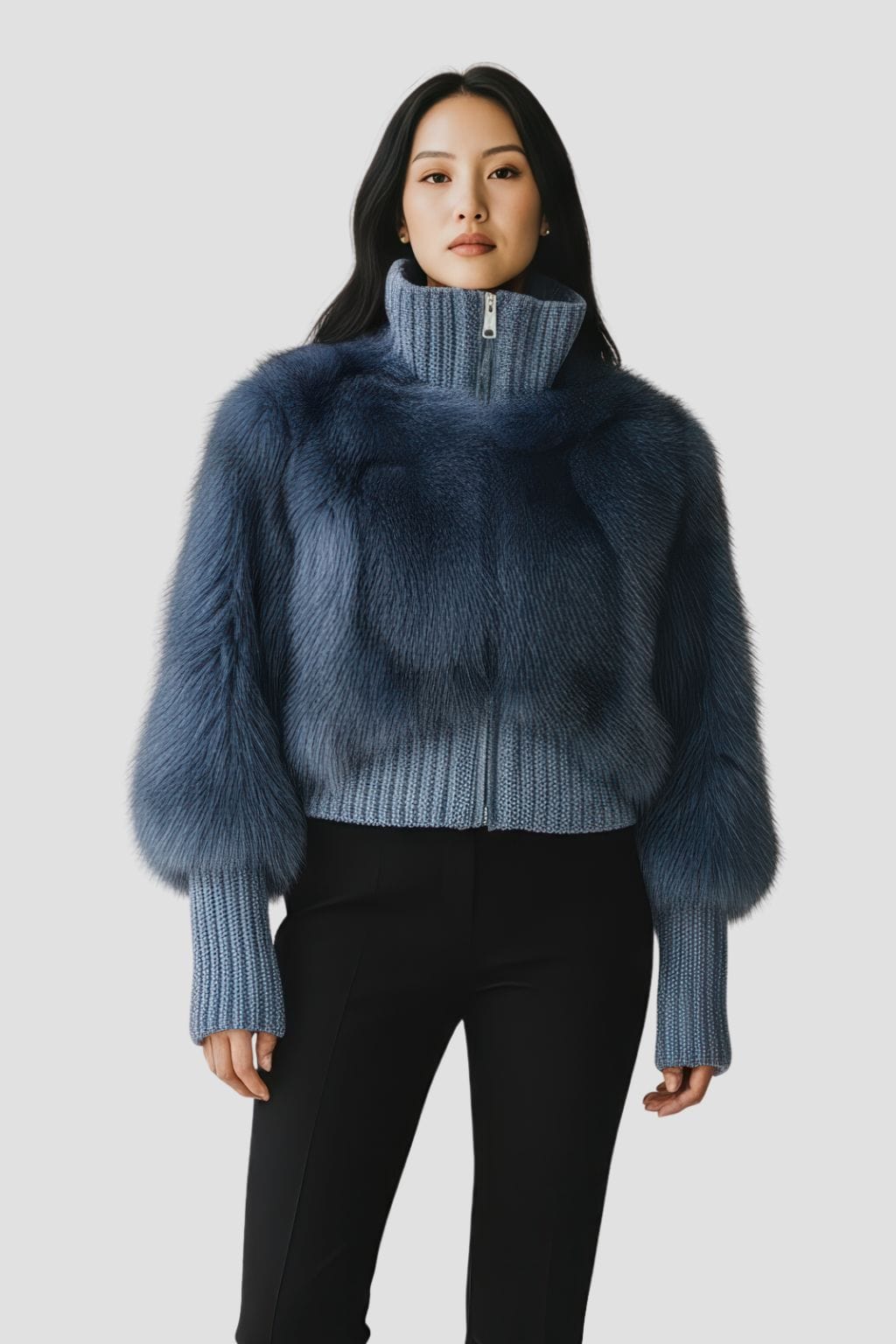 Gilet fourrure femme bleu Héritage fourrure