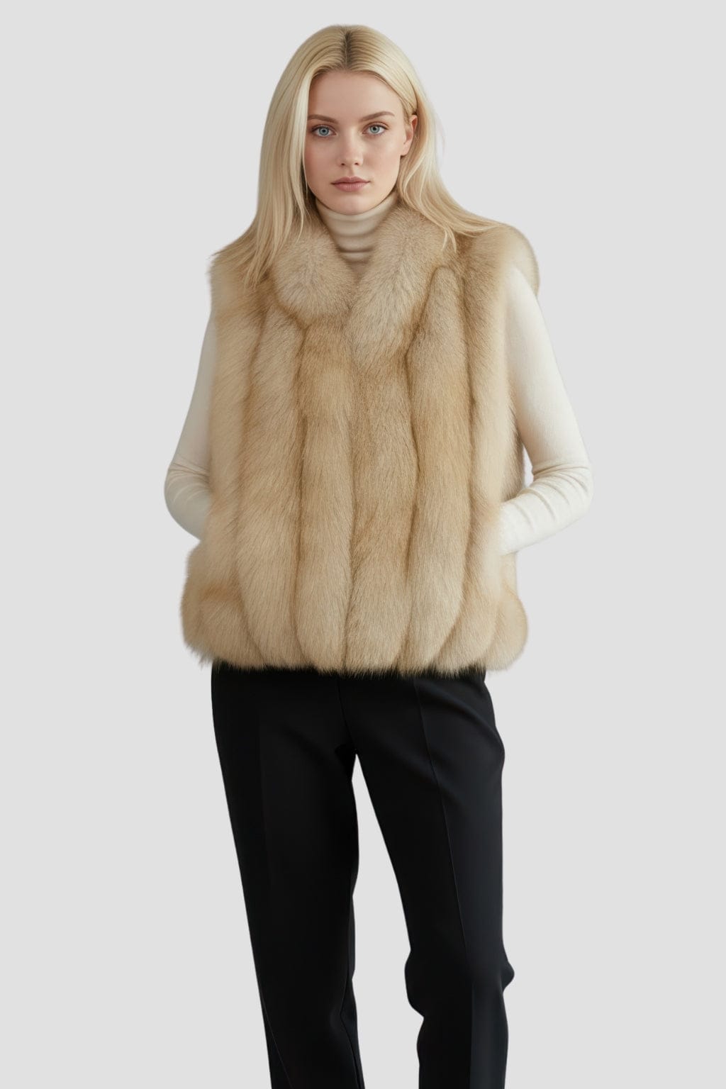 Gilet fourrure femme crème Héritage fourrure
