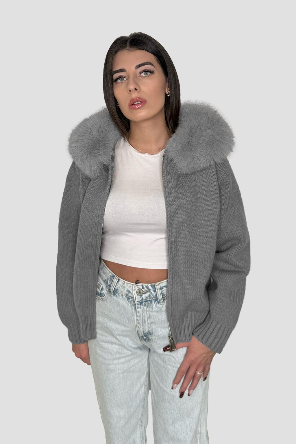 Gilet fourrure femme gris Héritage fourrure