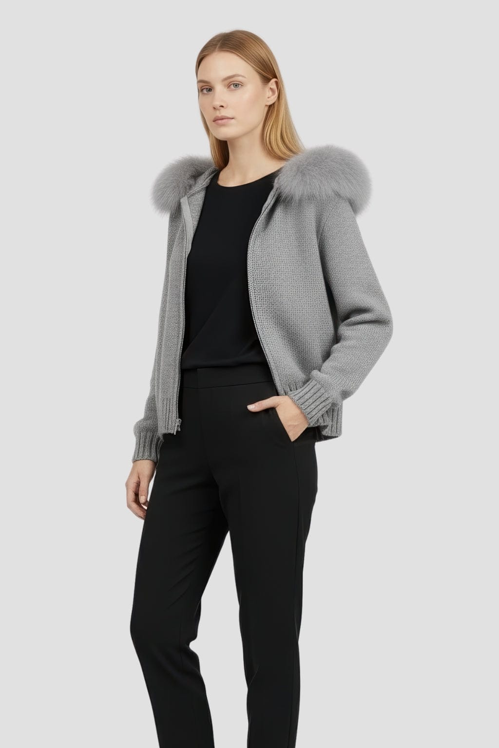 Gilet fourrure femme gris Héritage fourrure