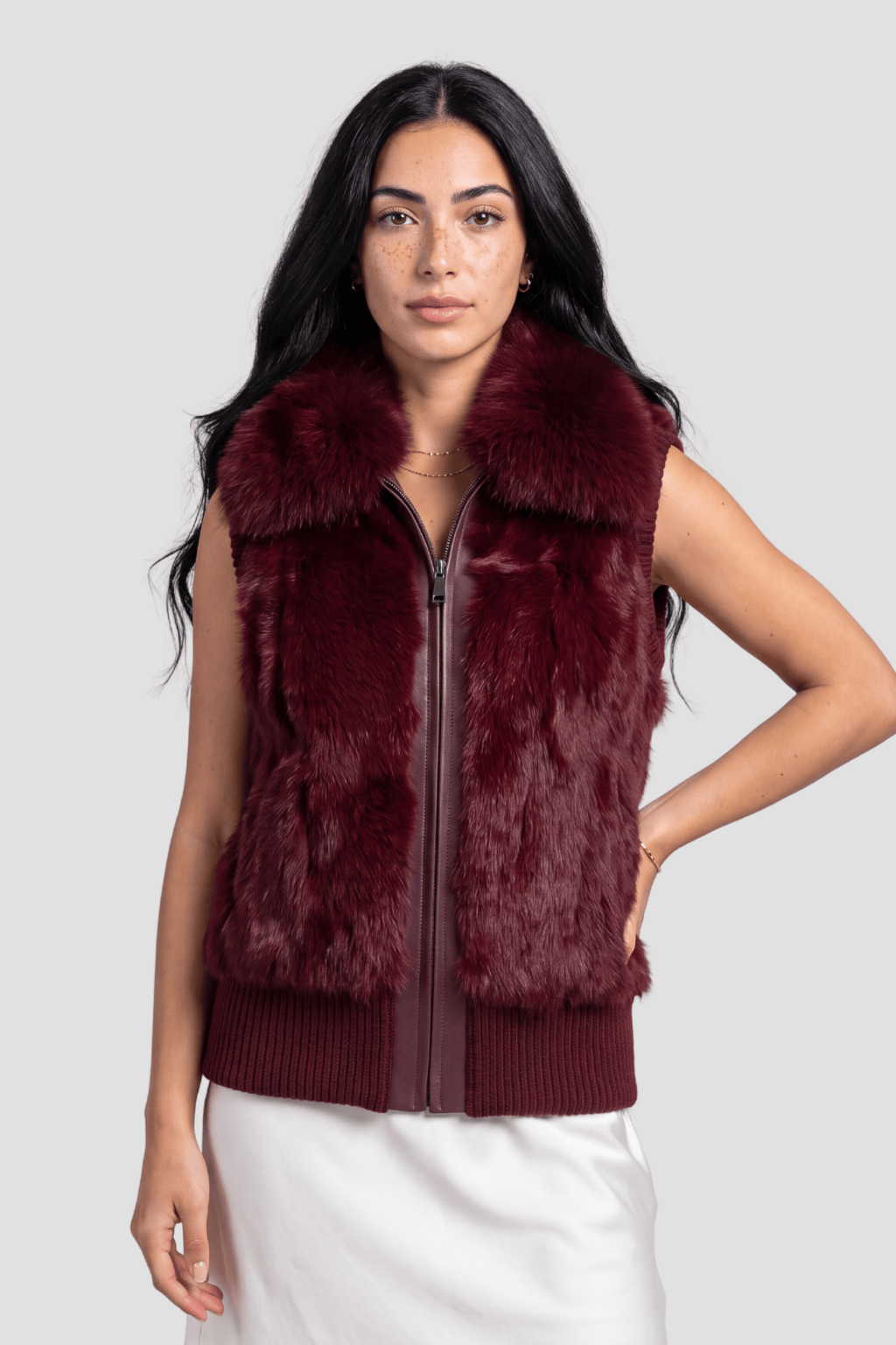 Gilet fourrure femme rouge Héritage fourrure