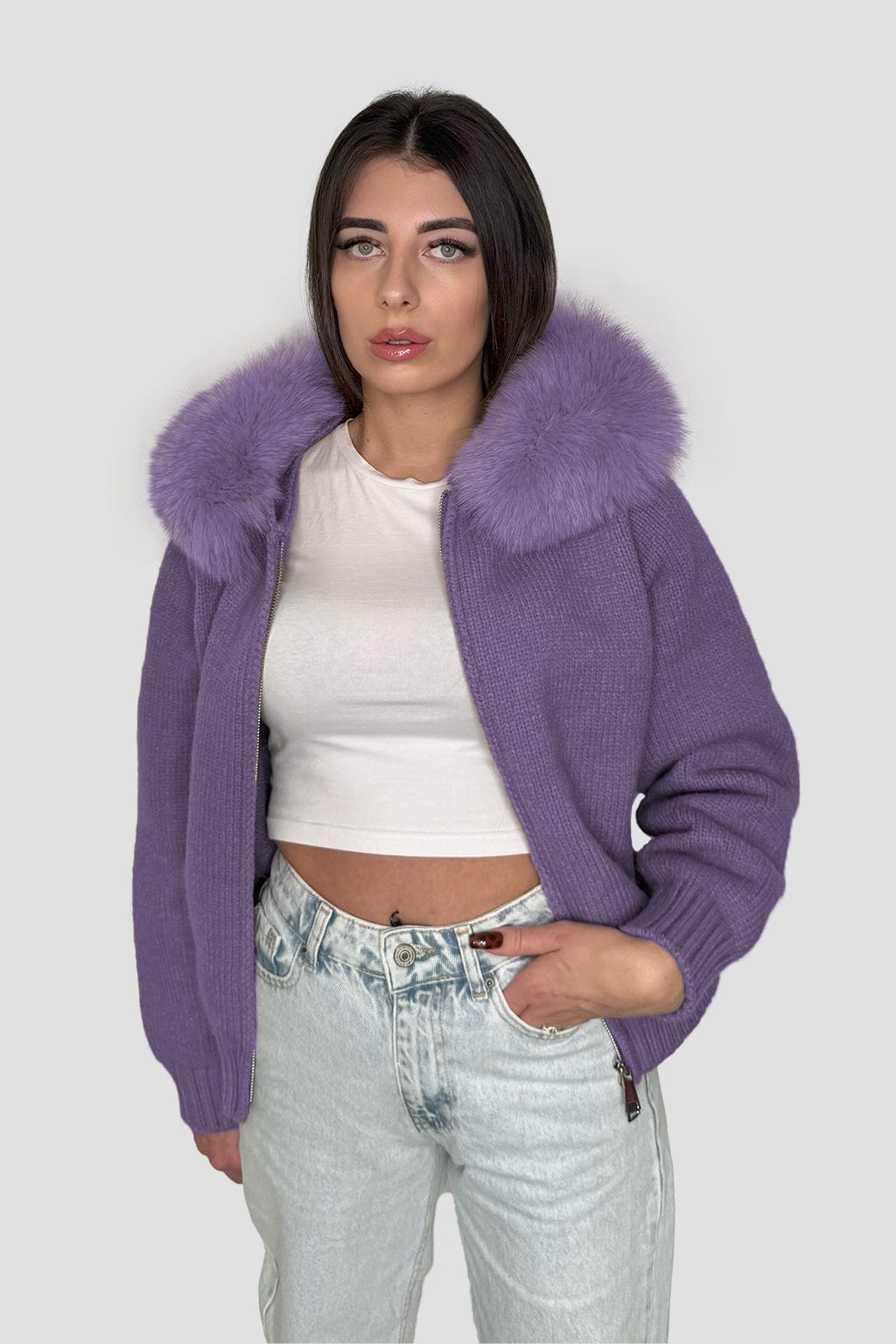 Gilet fourrure femme violet Héritage fourrure