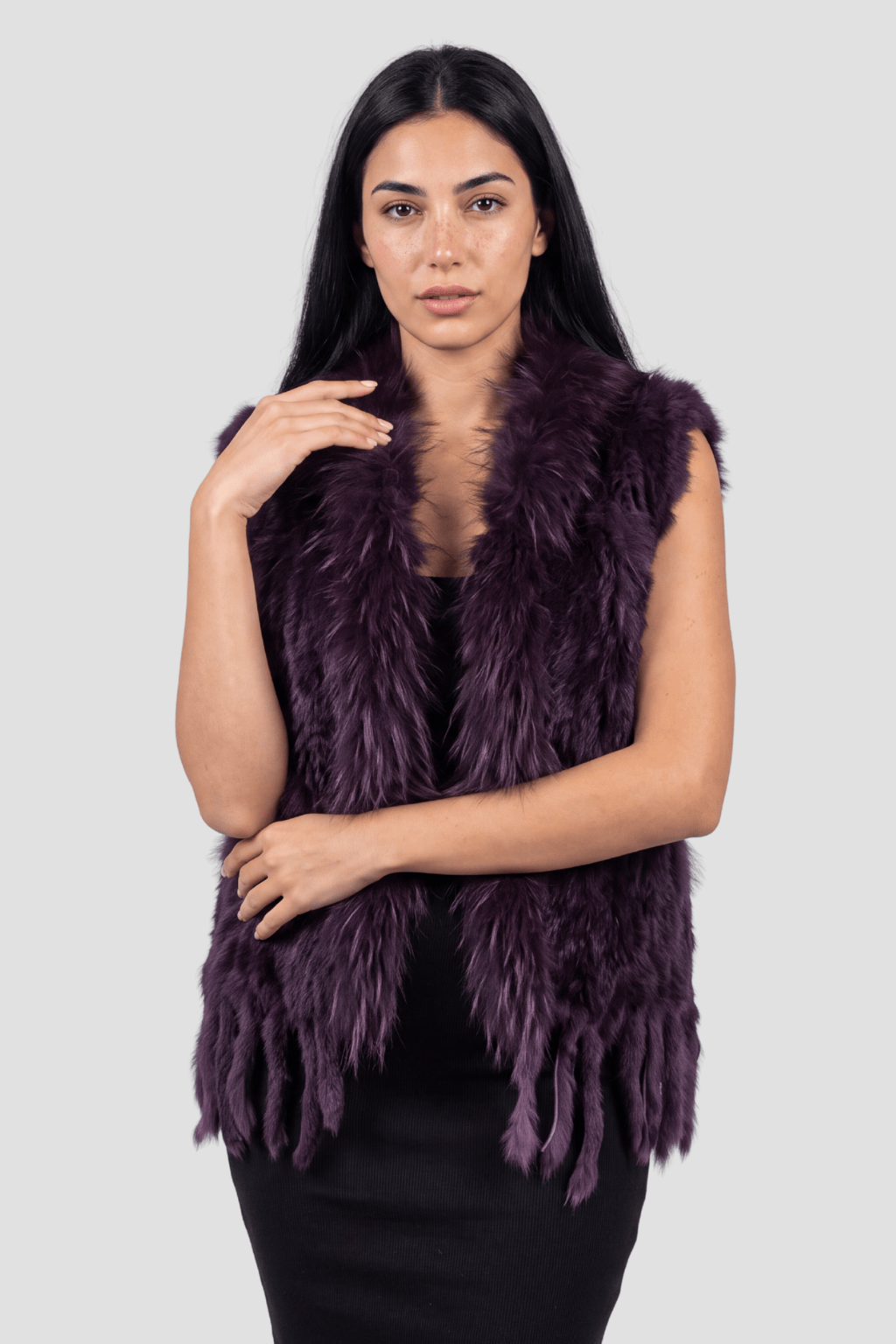 Gilet fourrure femme violet Héritage fourrure